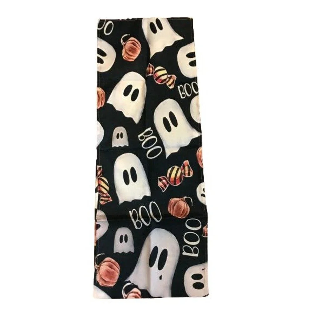 Halloween Table Runner 13x72in Woven Polyester Ghosts BOO